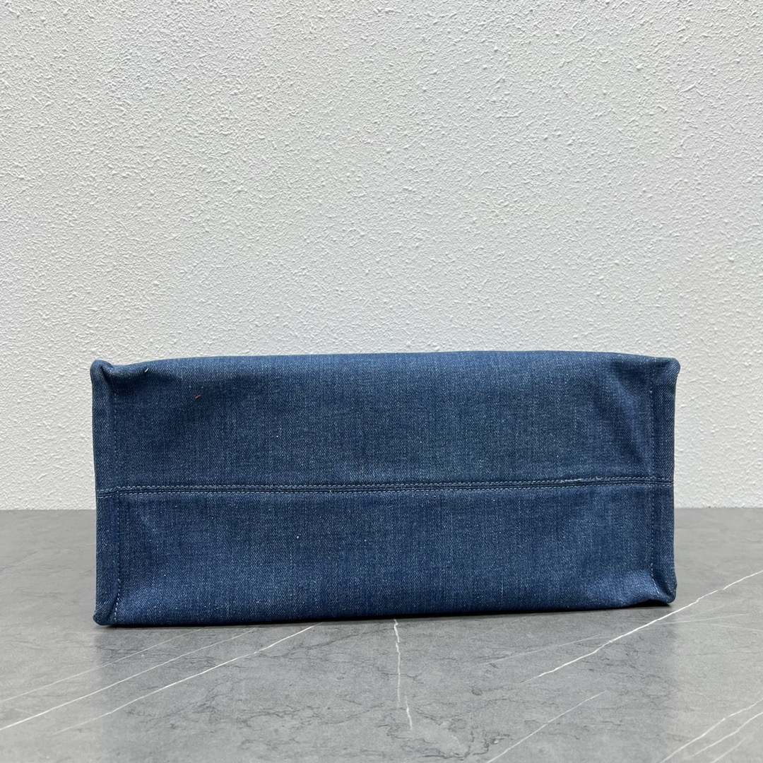 Celine Large Cabas Thais In Denim Fabric With Celine Print And Calfskin Blue 196762